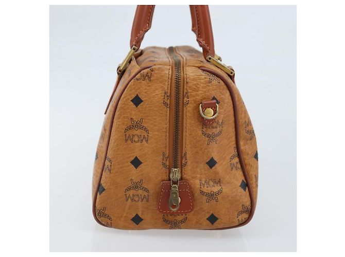 MCM Vicetos Logogram Borsa a Mano in Pelle PVC Marrone Oro Auth BSZ338 D'oro - vista 4
