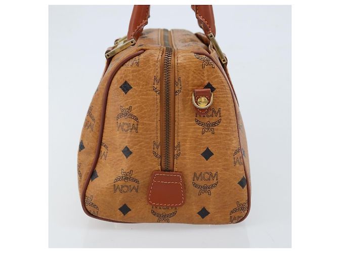MCM Vicetos Logogram Borsa a Mano in Pelle PVC Marrone Oro Auth BSZ338 D'oro - vista 5
