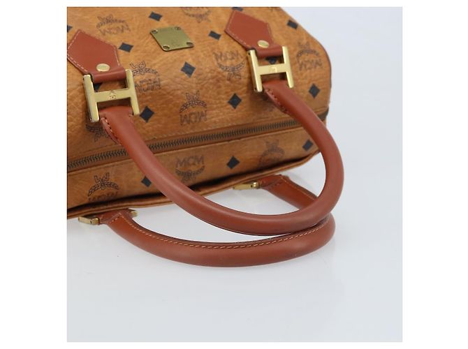 MCM Vicetos Logogram Borsa a Mano in Pelle PVC Marrone Oro Auth BSZ338 D'oro - vista 7
