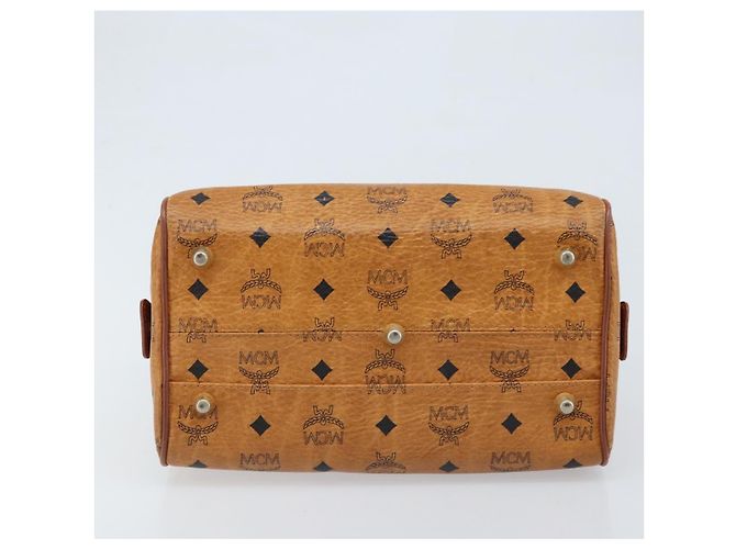 MCM Vicetos Logogram Borsa a Mano in Pelle PVC Marrone Oro Auth BSZ338 D'oro - vista 9