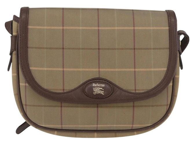 Borsa a Spalla Burberrys Nova Check in Tela Marrone Oro Auth bs33868 D'oro - vista 2
