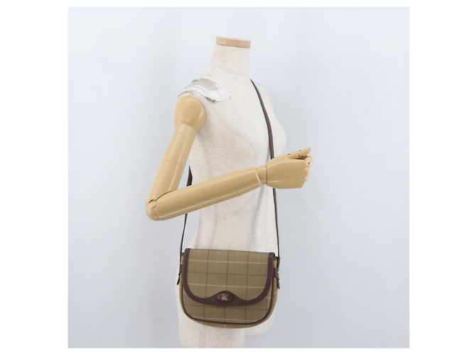 Borsa a Spalla Burberrys Nova Check in Tela Marrone Oro Auth bs33868 D'oro - vista 21