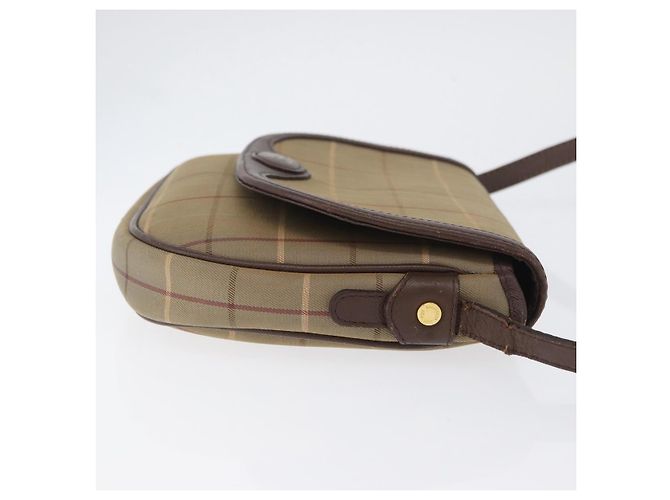 Borsa a Spalla Burberrys Nova Check in Tela Marrone Oro Auth bs33868 D'oro - vista 4