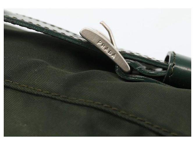 Zaino PRADA in nylon verde argento Auth BA11221 - vista 14