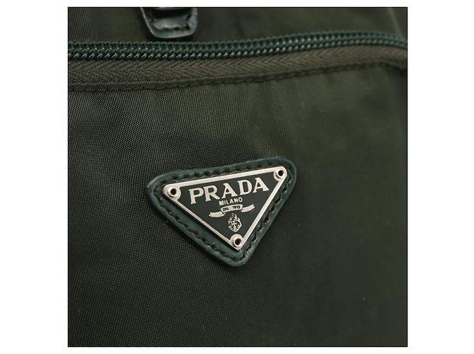 Zaino PRADA in nylon verde argento Auth BA11221 - vista 15