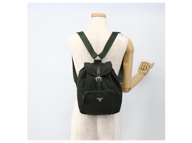 Zaino PRADA in nylon verde argento Auth BA11221 - vista 24