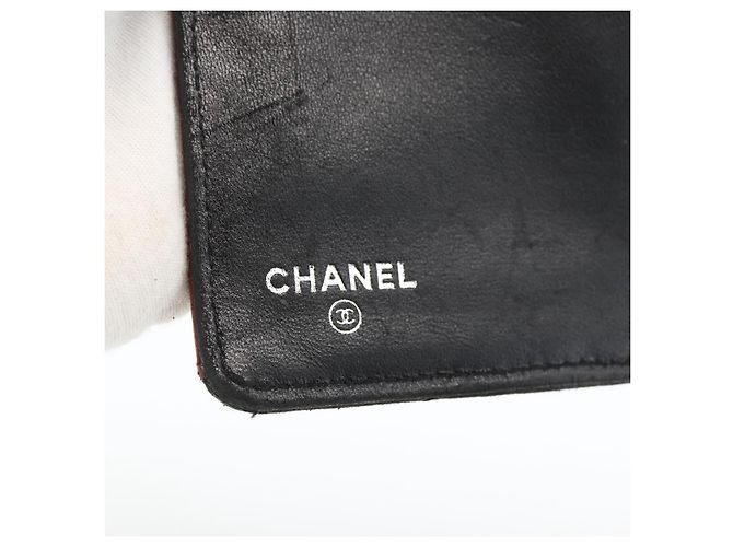 CHANEL Langer Matelassé Geldbeutel aus Lammleder Schwarz Silber CC Auth am10948 - Ansicht 12