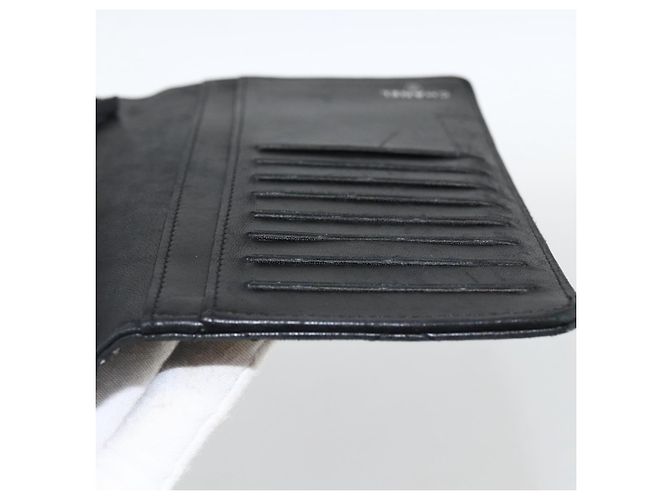 CHANEL Langer Matelassé Geldbeutel aus Lammleder Schwarz Silber CC Auth am10948 - Ansicht 14