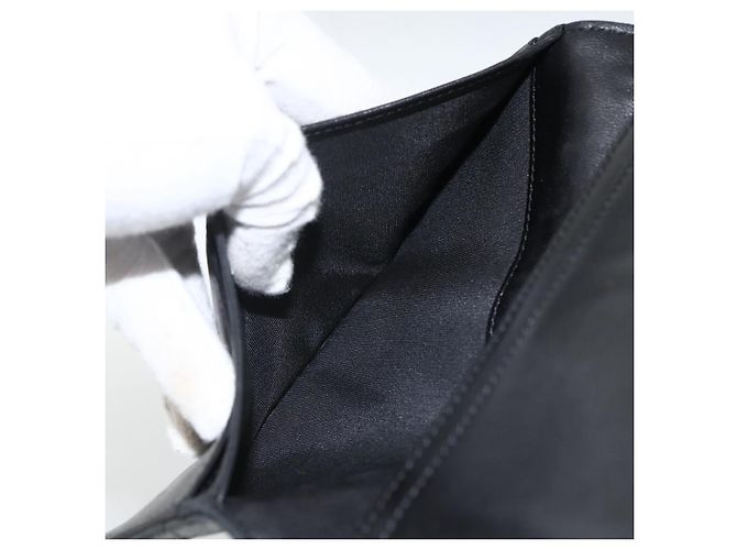 CHANEL Langer Matelassé Geldbeutel aus Lammleder Schwarz Silber CC Auth am10948 - Ansicht 16