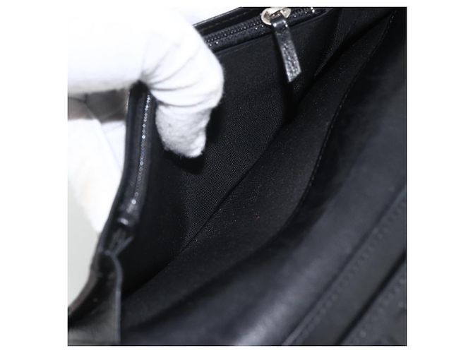 CHANEL Langer Matelassé Geldbeutel aus Lammleder Schwarz Silber CC Auth am10948 - Ansicht 17