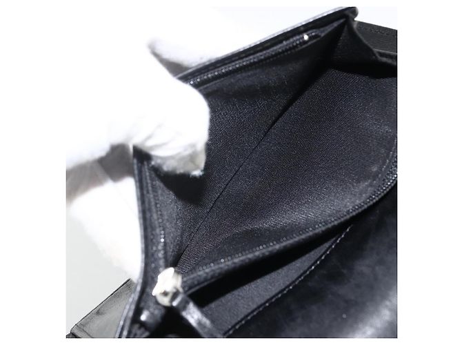 CHANEL Langer Matelassé Geldbeutel aus Lammleder Schwarz Silber CC Auth am10948 - Ansicht 19