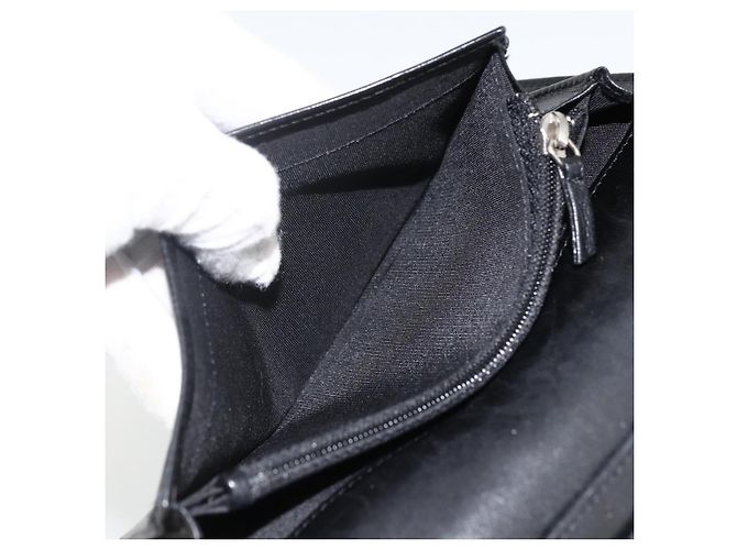 CHANEL Langer Matelassé Geldbeutel aus Lammleder Schwarz Silber CC Auth am10948 - Ansicht 20