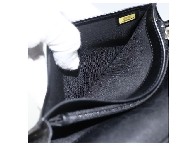 CHANEL Langer Matelassé Geldbeutel aus Lammleder Schwarz Silber CC Auth am10948 - Ansicht 21