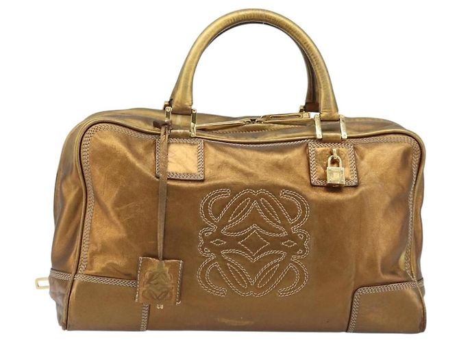 LOEWE Anagram Amazona 36 Borsa a Mano in Pelle Oro Auth bs33969 - vista 13