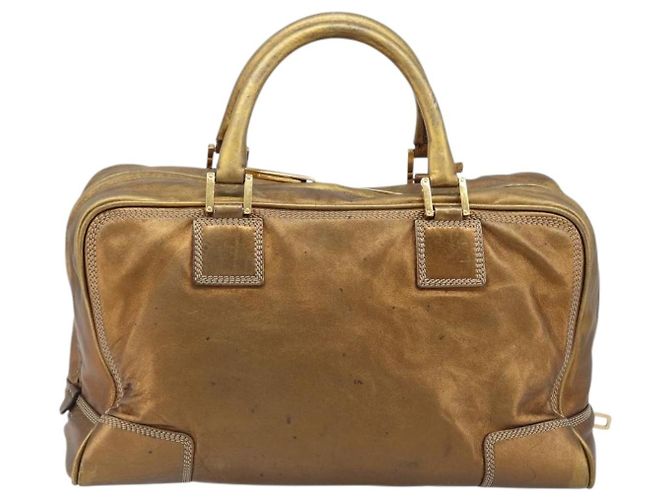 LOEWE Anagram Amazona 36 Borsa a Mano in Pelle Oro Auth bs33969 - vista 2