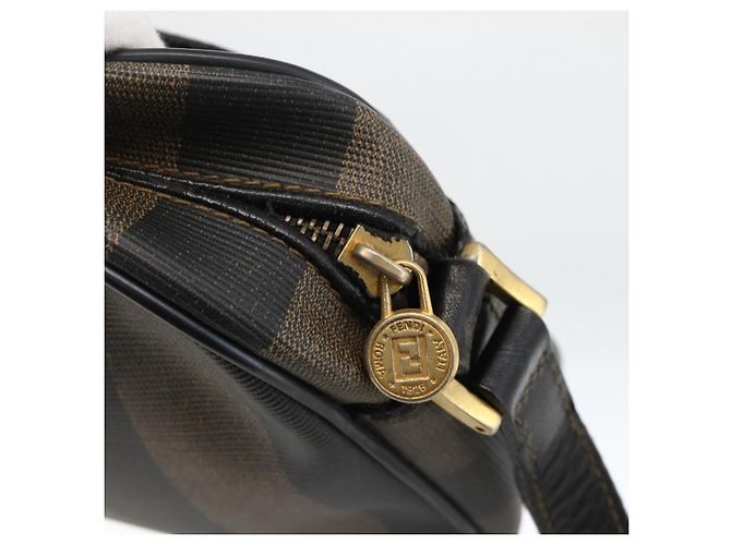 Pequin Borsa a Spalla in Tela Pecan FENDI PVC Marrone Nero Auth ep13800 - vista 14