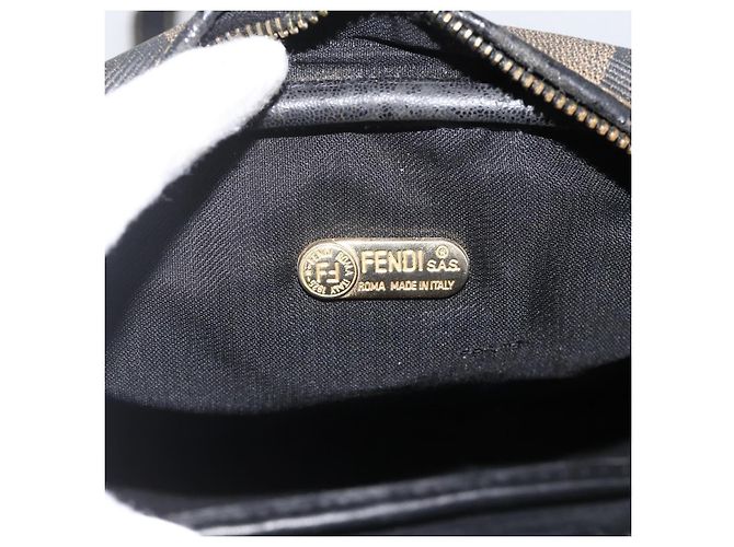 Pequin Borsa a Spalla in Tela Pecan FENDI PVC Marrone Nero Auth ep13800 - vista 15