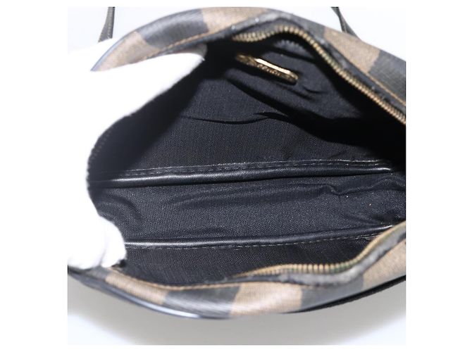 Pequin Borsa a Spalla in Tela Pecan FENDI PVC Marrone Nero Auth ep13800 - vista 16