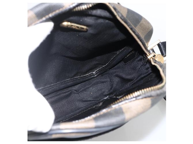 Pequin Borsa a Spalla in Tela Pecan FENDI PVC Marrone Nero Auth ep13800 - vista 17