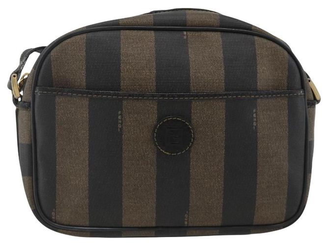Pequin Borsa a Spalla in Tela Pecan FENDI PVC Marrone Nero Auth ep13800 - vista 2