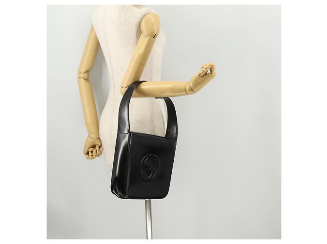 Borsa Interlocking GUCCI Pelle lucida Nera Argento 000 2023 0506 Auth fm5110 Nero - vista 21