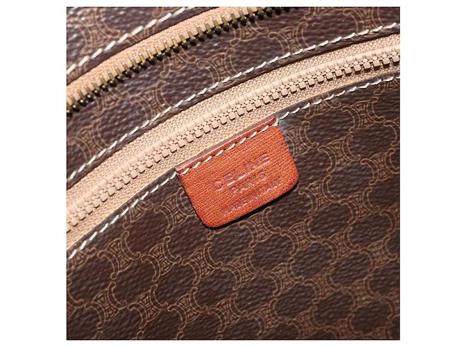 Céline Borsa tote in tela Macadam CELINE in pelle PVC marrone oro Auth ep13781 D'oro - vista 17