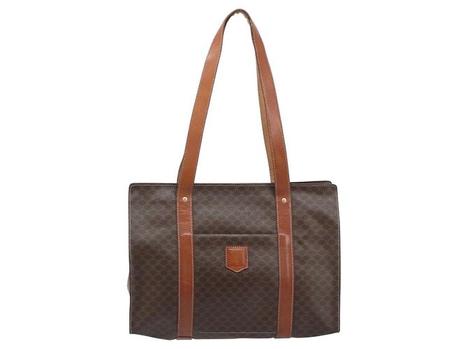Céline Borsa tote in tela Macadam CELINE in pelle PVC marrone oro Auth ep13781 D'oro - vista 2