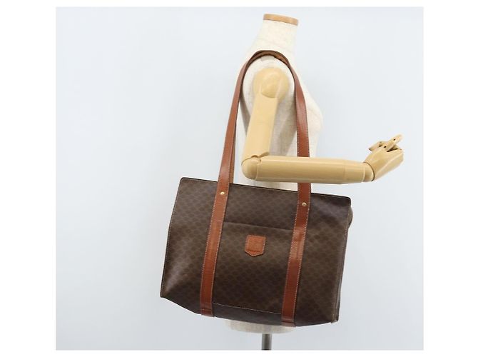 Céline Borsa tote in tela Macadam CELINE in pelle PVC marrone oro Auth ep13781 D'oro - vista 24