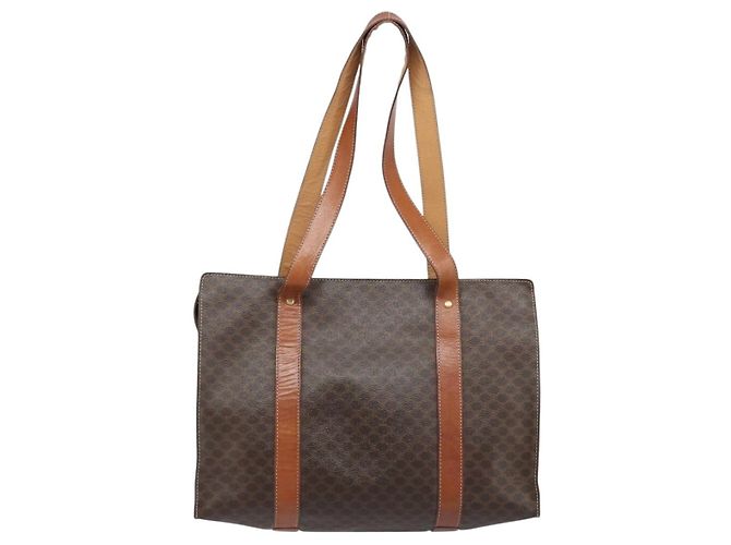 Céline Borsa tote in tela Macadam CELINE in pelle PVC marrone oro Auth ep13781 D'oro - vista 3