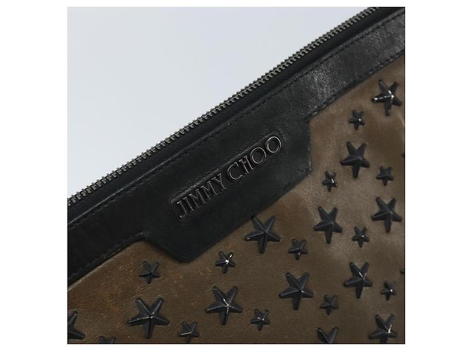 Borsa a mano Jimmy Choo in pelle marrone argento autentica 173696 - vista 12