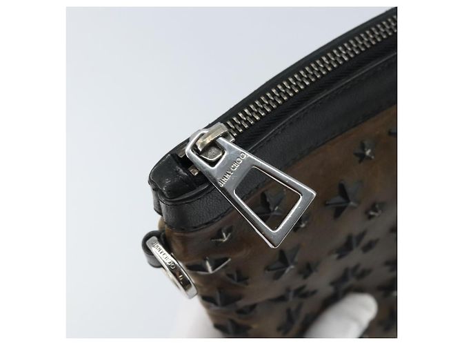Borsa a mano Jimmy Choo in pelle marrone argento autentica 173696 - vista 13