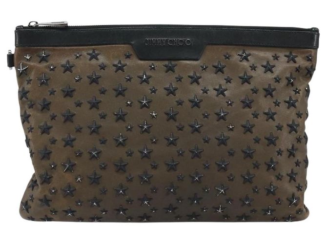 Borsa a mano Jimmy Choo in pelle marrone argento autentica 173696 - vista 2