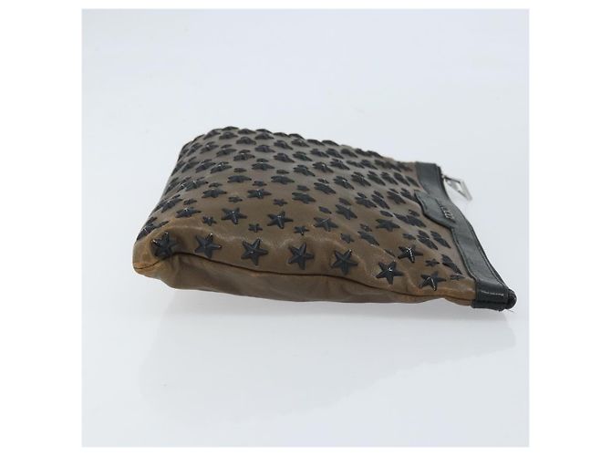 Borsa a mano Jimmy Choo in pelle marrone argento autentica 173696 - vista 4