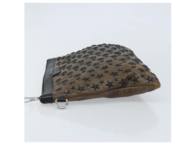 Borsa a mano Jimmy Choo in pelle marrone argento autentica 173696 - vista 5