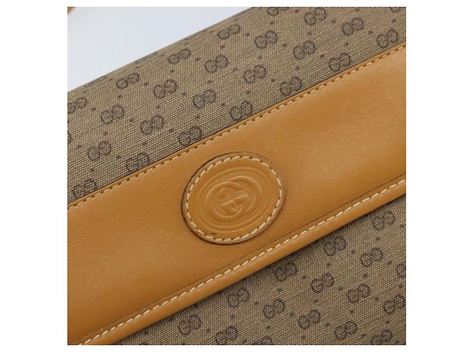 Gucci Borsa a Spalla Micro GG Supreme PVC Beige Oro 004 89 1041 Auth ka3102 D'oro - vista 14