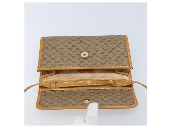 Gucci Borsa a Spalla Micro GG Supreme PVC Beige Oro 004 89 1041 Auth ka3102 D'oro - vista 15