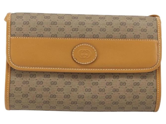 Gucci Borsa a Spalla Micro GG Supreme PVC Beige Oro 004 89 1041 Auth ka3102 D'oro - vista 2