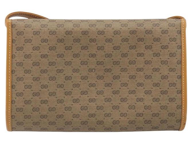 Gucci Borsa a Spalla Micro GG Supreme PVC Beige Oro 004 89 1041 Auth ka3102 D'oro - vista 3