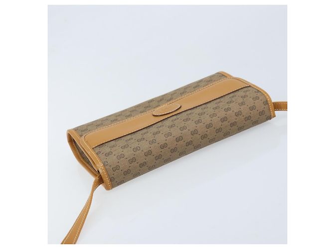 Gucci Borsa a Spalla Micro GG Supreme PVC Beige Oro 004 89 1041 Auth ka3102 D'oro - vista 6