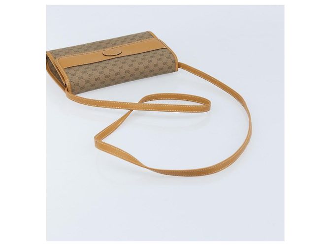 Gucci Borsa a Spalla Micro GG Supreme PVC Beige Oro 004 89 1041 Auth ka3102 D'oro - vista 7