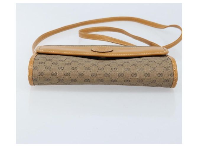 Gucci Borsa a Spalla Micro GG Supreme PVC Beige Oro 004 89 1041 Auth ka3102 D'oro - vista 9