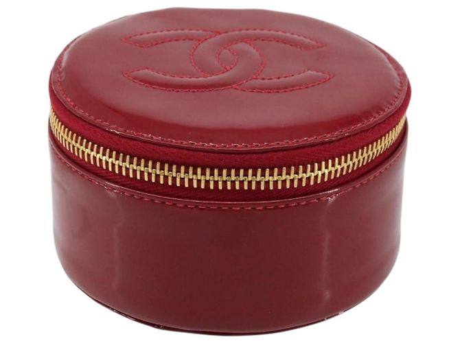 CHANEL COCO Marchio Scatola per Gioielli Pelle Lucida Rossa Oro CC Auth LNZ684V Rosso D'oro - vista 2