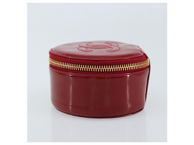 CHANEL COCO Marchio Scatola per Gioielli Pelle Lucida Rossa Oro CC Auth LNZ684V Rosso D'oro - vista 4