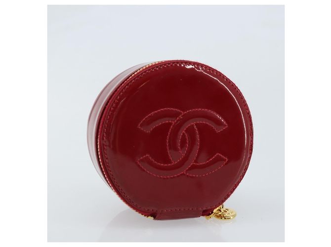 CHANEL COCO Marchio Scatola per Gioielli Pelle Lucida Rossa Oro CC Auth LNZ684V Rosso D'oro - vista 6