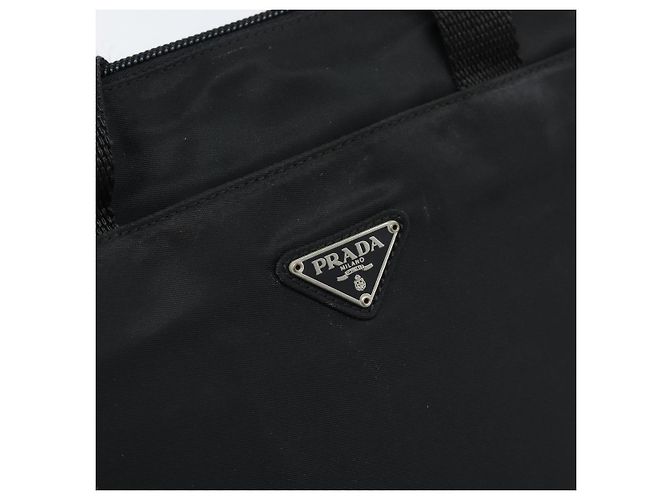 PRADA Borsa a mano in nylon nero argento Auth BSZ146 - vista 14