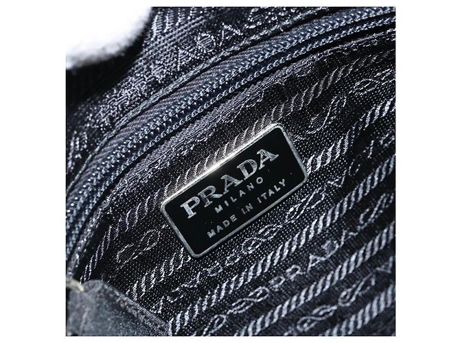 PRADA Borsa a mano in nylon nero argento Auth BSZ146 - vista 16