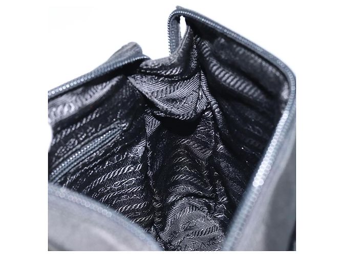 PRADA Borsa a mano in nylon nero argento Auth BSZ146 - vista 18
