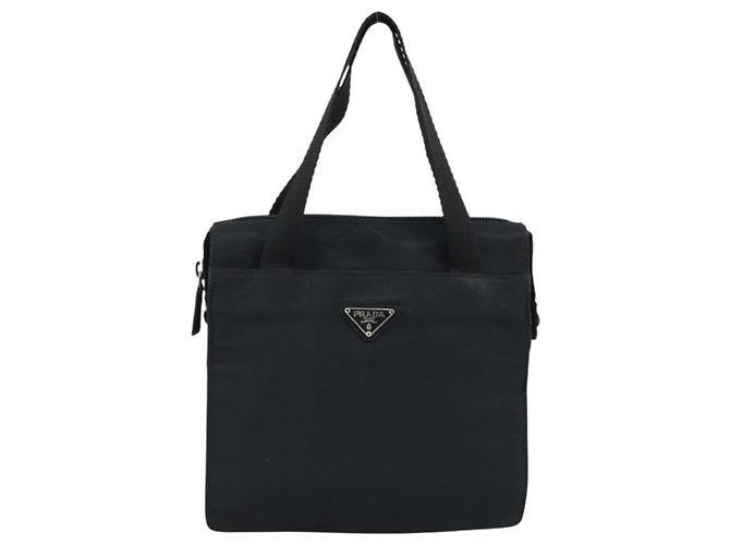 PRADA Borsa a mano in nylon nero argento Auth BSZ146 - vista 2