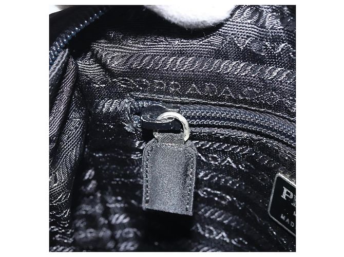 PRADA Borsa a mano in nylon nero argento Auth BSZ146 - vista 20