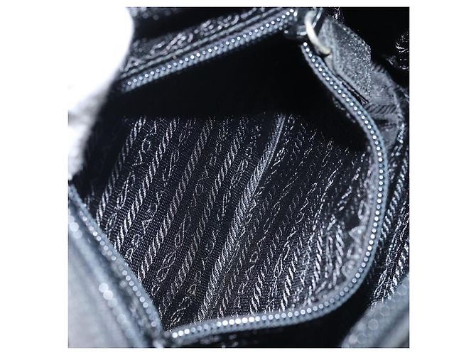 PRADA Borsa a mano in nylon nero argento Auth BSZ146 - vista 21